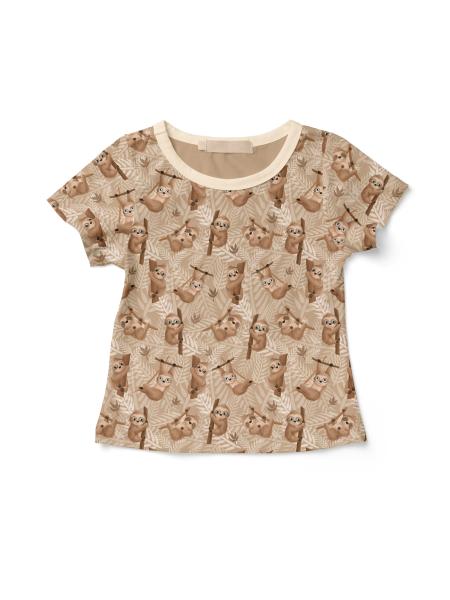 Baumwolljersey Lazy Jungle Faultier Camel by Mrs. Mint Design von Swafing